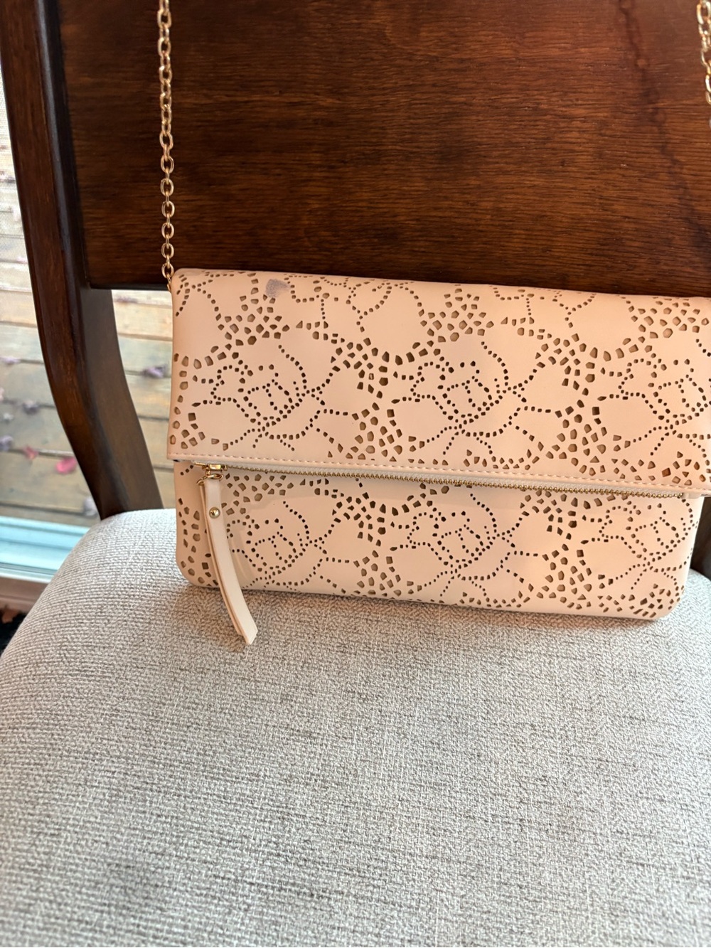 STITCH FIX Ladies Laser-Cut Foldover Clutch - Blush Pink